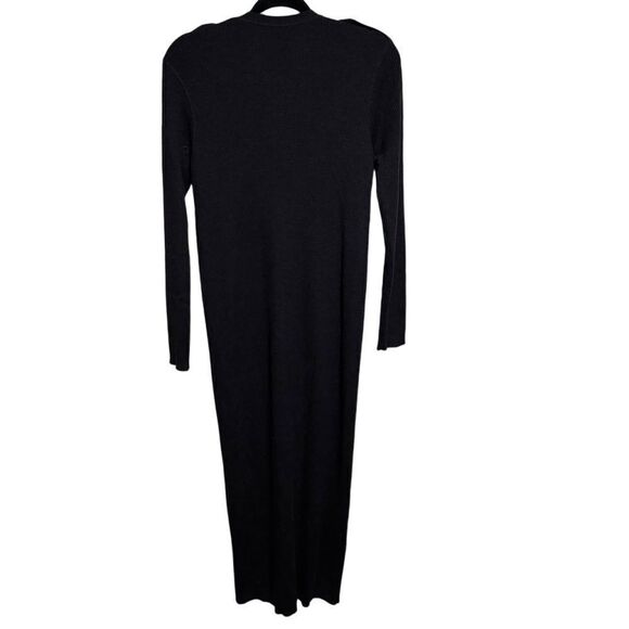 LRL- 100% Merino Wool Charcoal Grey Ribbed Button Front Maxi Dress, Size Medium - Picture 6 of 9